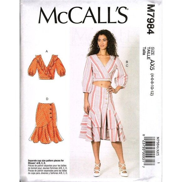 McCall's M7984 Misses 4 to 12 Crop Top and Skirt Uncut Sewing Pattern - Picture 1 of 2